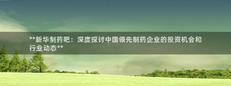 九游老哥俱乐部官网登录：**新华制药吧：深度探讨中国领先制药企业的投资机会和
行业动态**